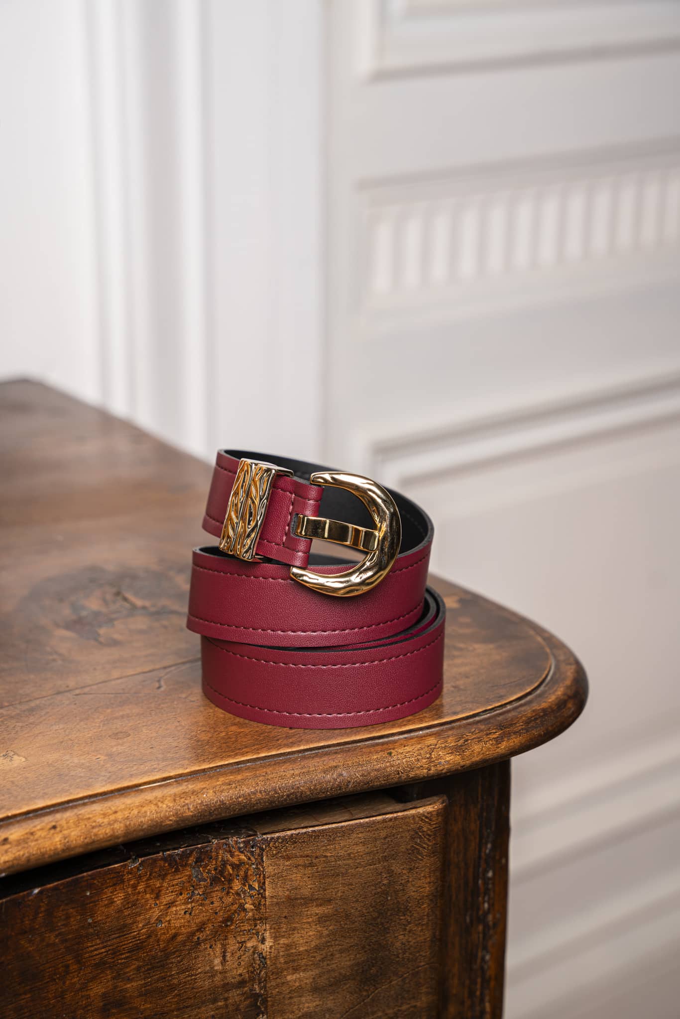 Ceinture bordeaux vegan femme