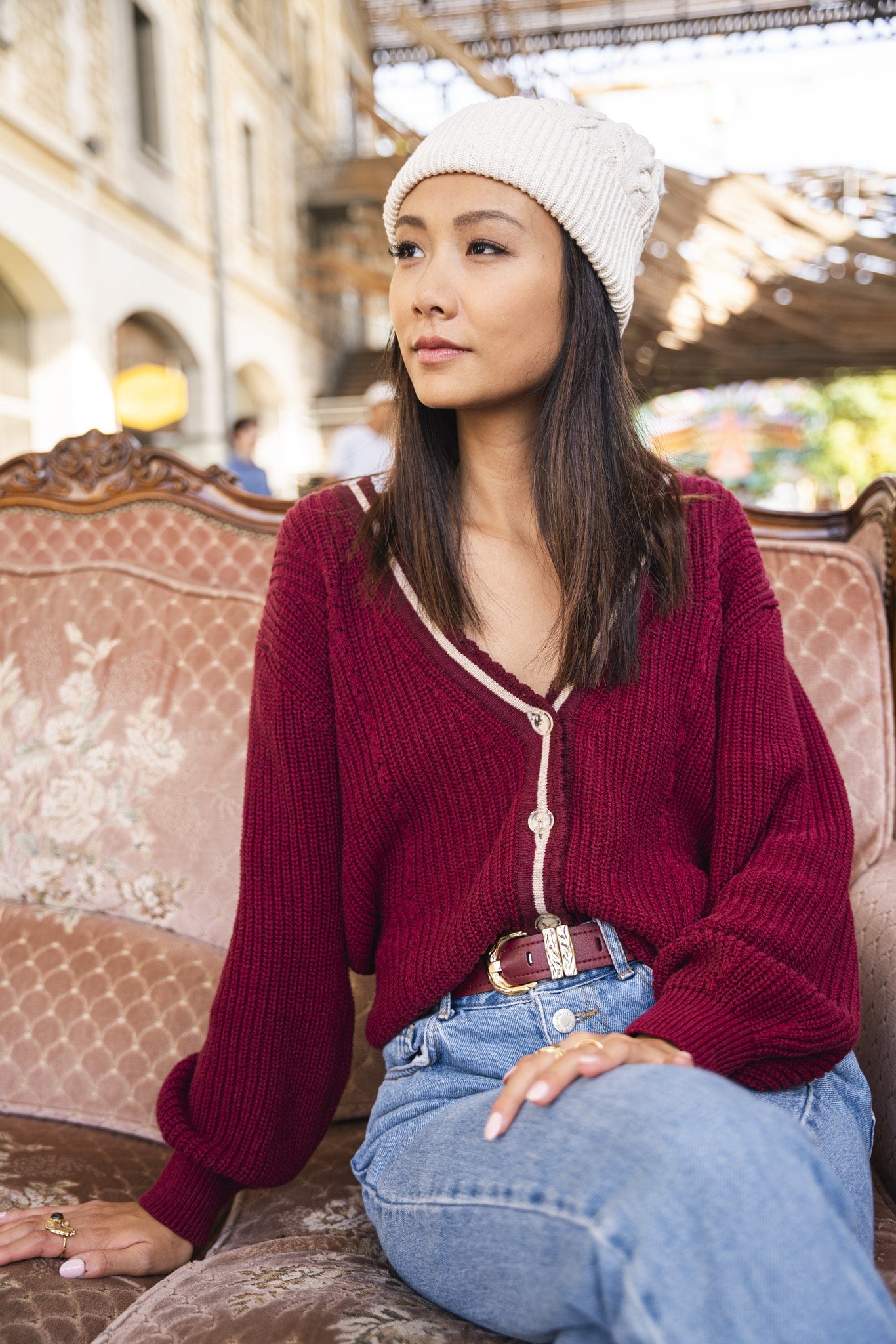 Gilet rouge vegan femme