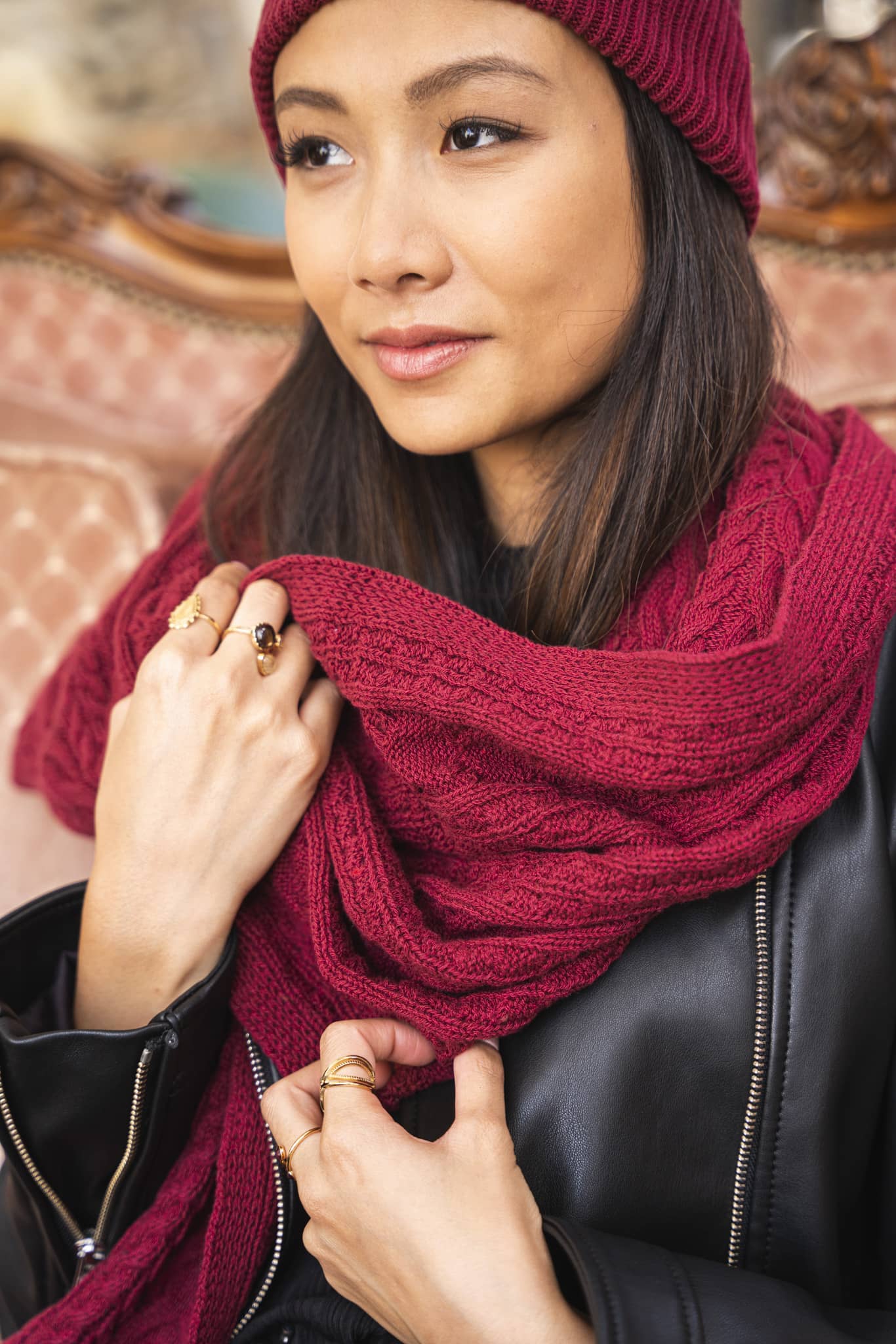 Echarpe bordeaux vegan femme