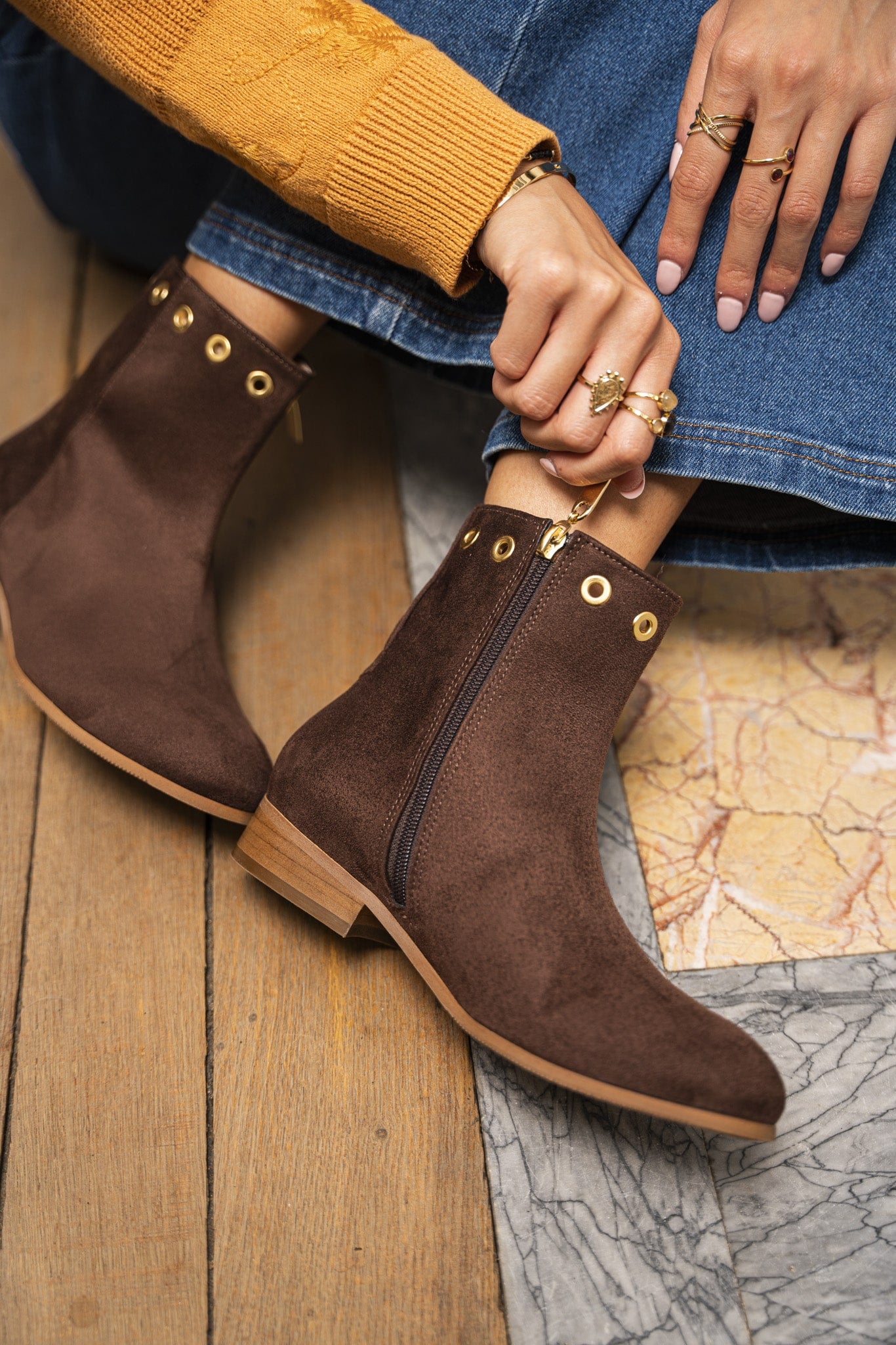 Bottines vegan marron chocolat écologiques recyclées Nansouty Minuit sur Terre