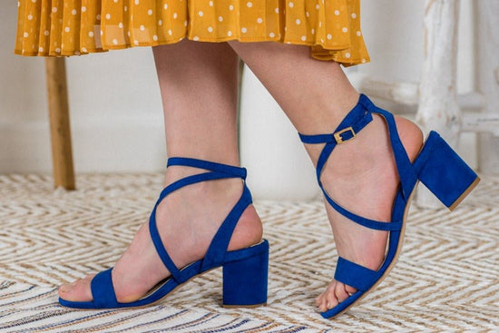 Sandales à  talons écologiques bleues électriques pour femme Sartène Minuit sur Terre