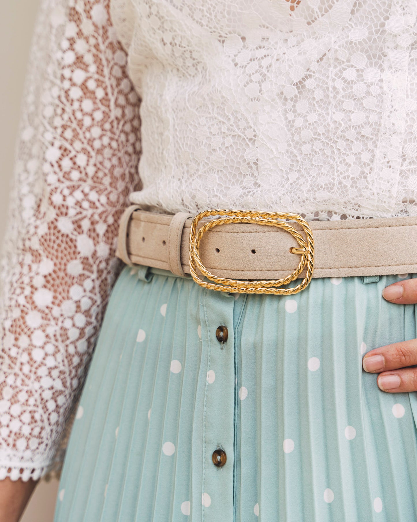 Ceinture rose pâle vegan