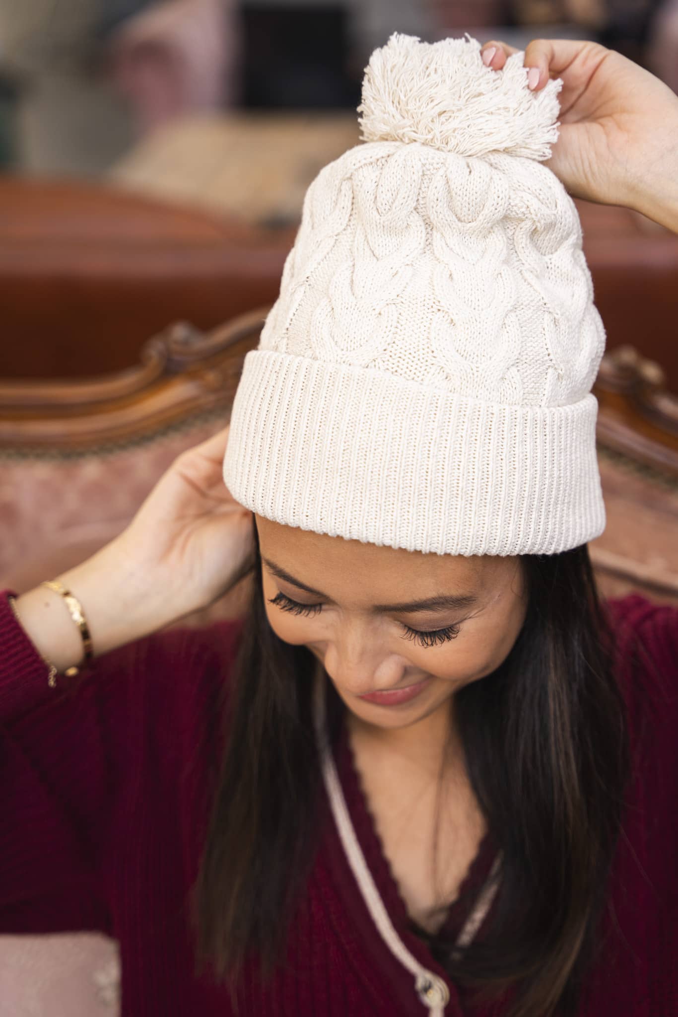 Bonnet écru vegan femme