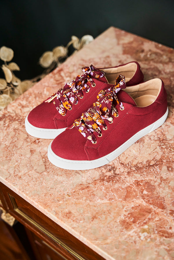 Lacets Fleurs Bordeaux