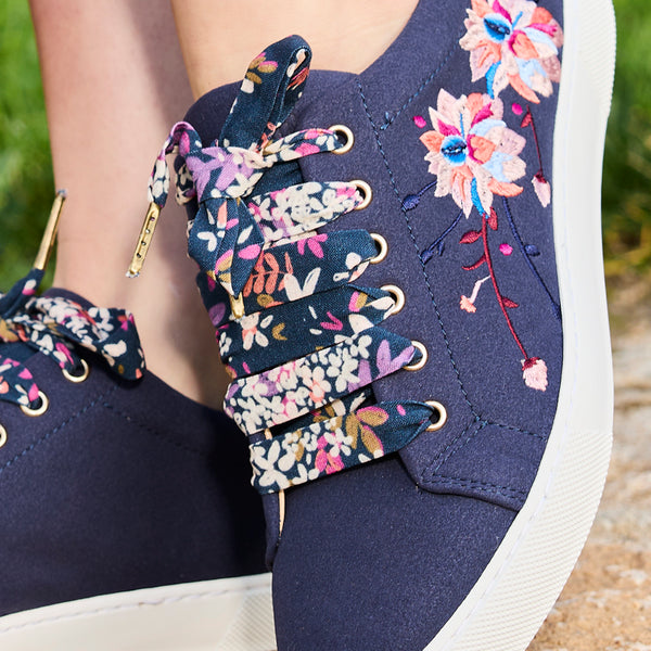 Lacets Fleuris Bleu Fuschia