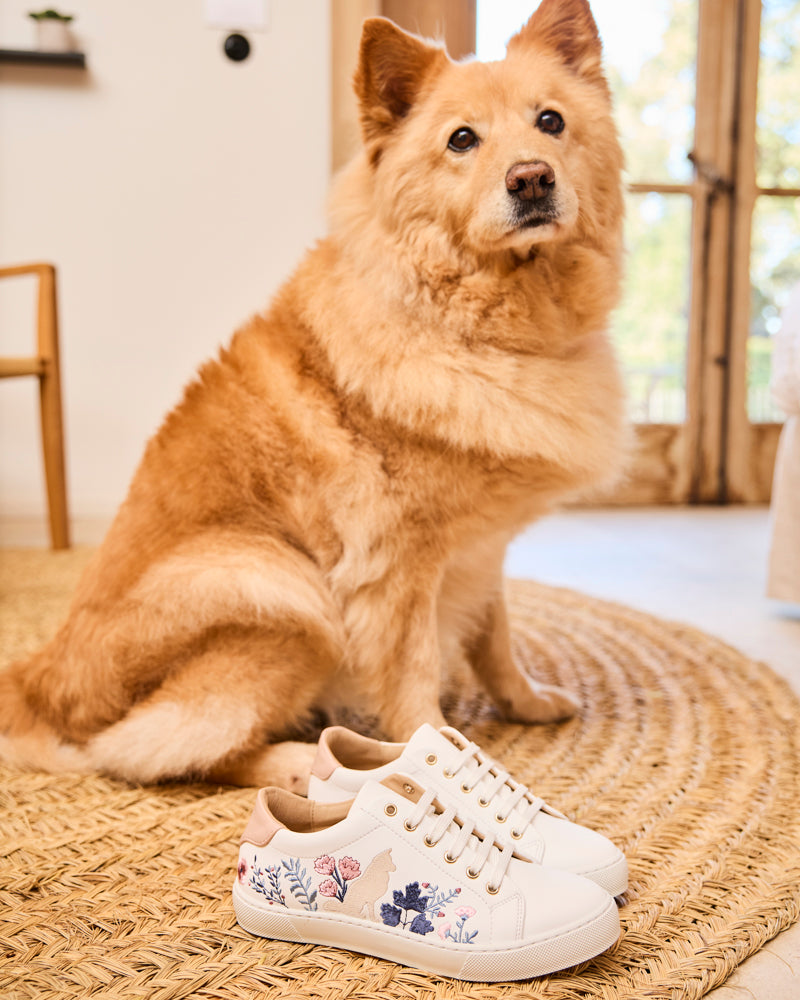 Baskets brodées vegan femme recyclées Minuit sur Terre