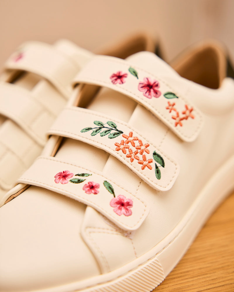 Baskets à scratchs brodées vegan recyclées Minuit sur Terre