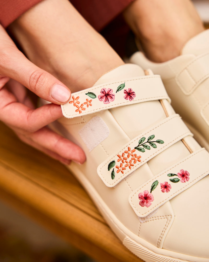 Baskets à scratchs brodées vegan recyclées Minuit sur Terre