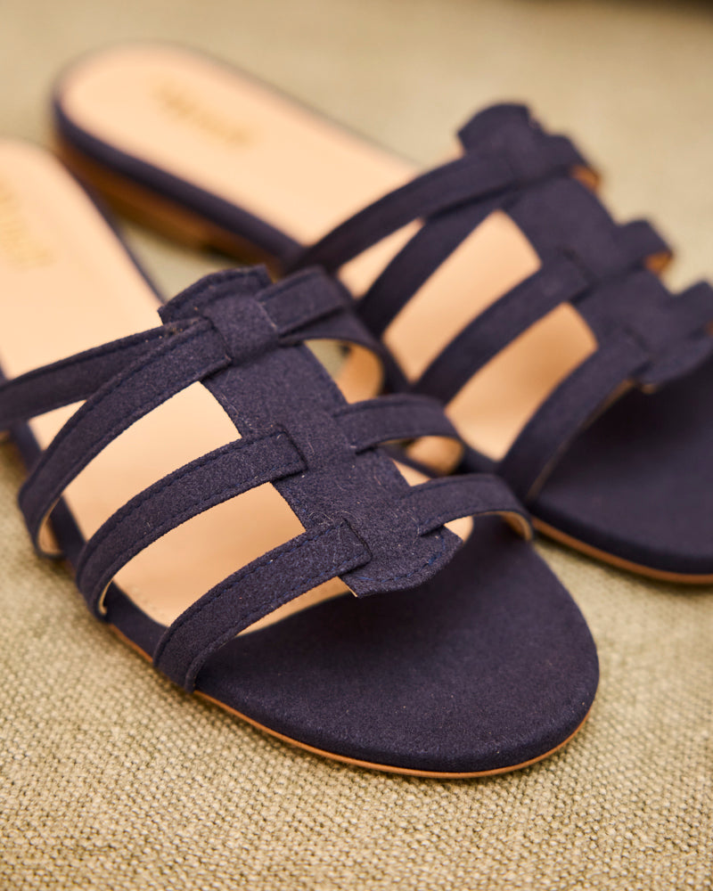 Mules plates femme vegan recyclées Minuit sur Terre