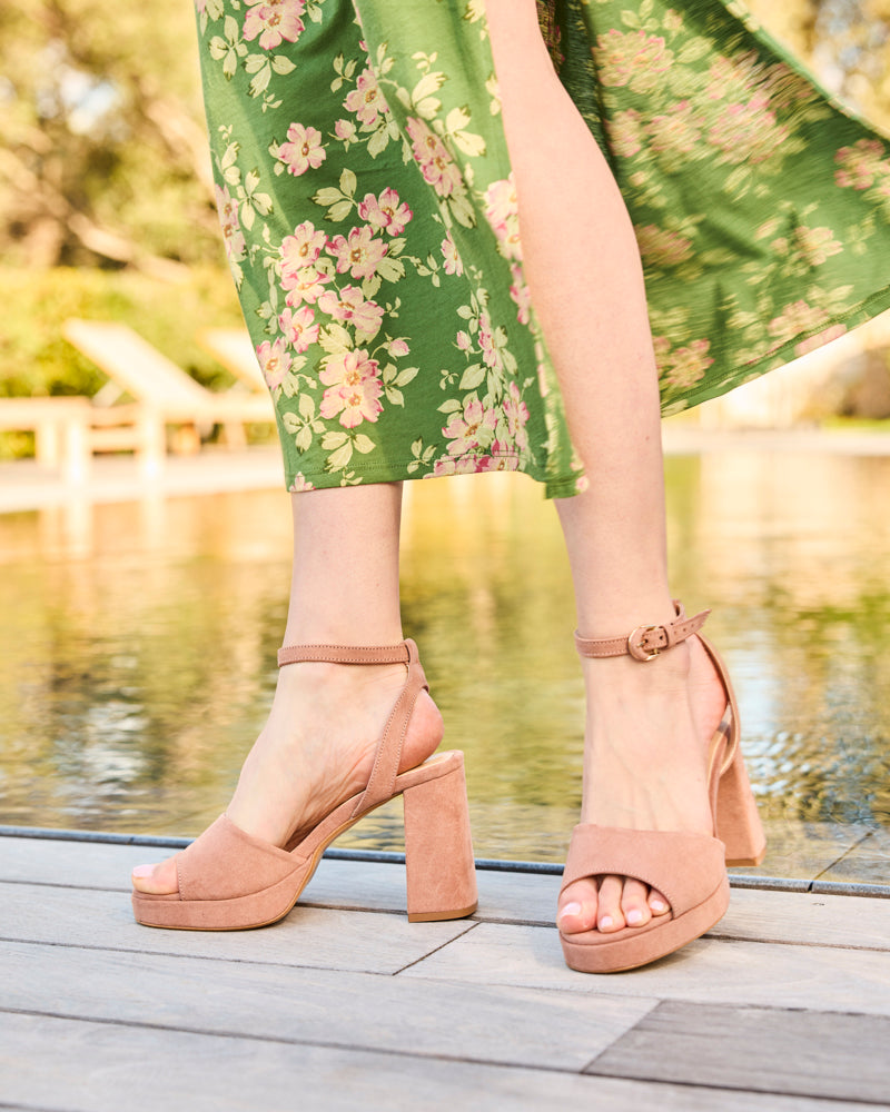 Sandales à talons vegan recyclées Minuit sur Terre