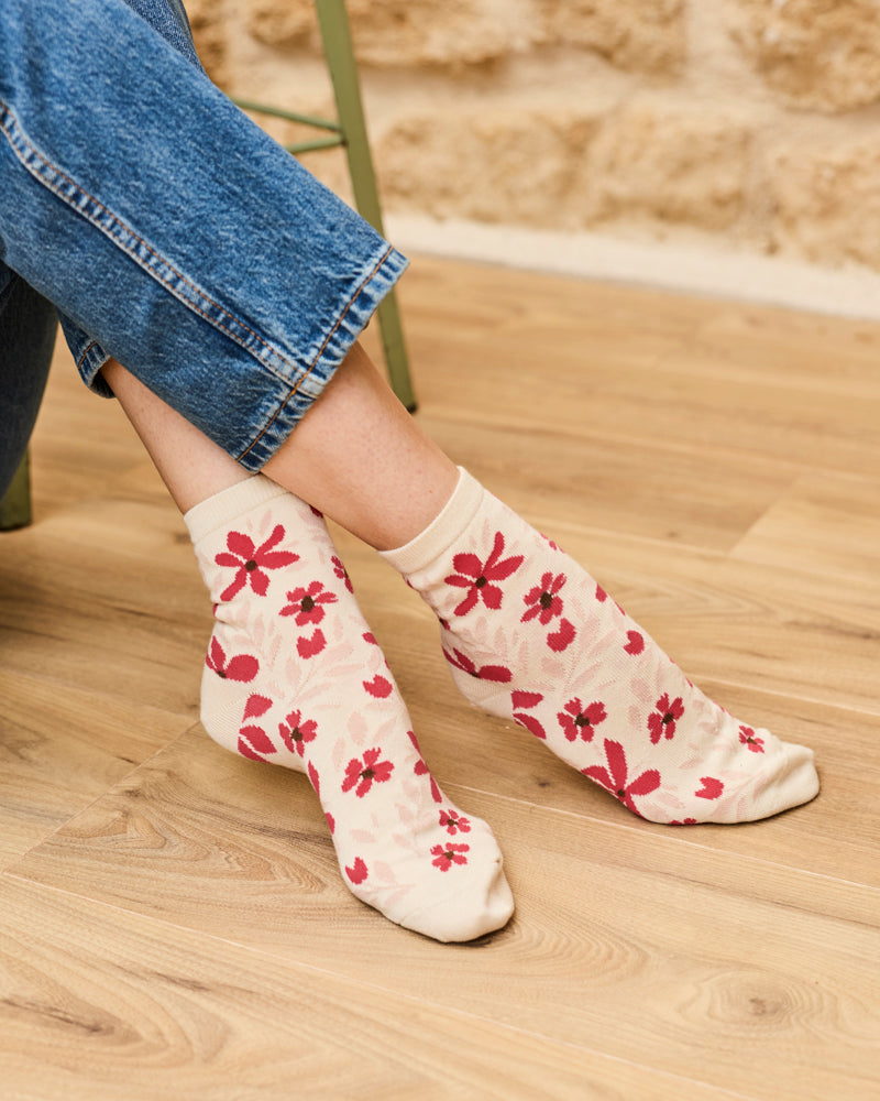 Chaussettes Flore Maxi Rose