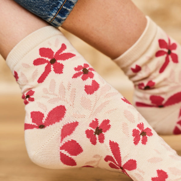Chaussettes Flore Maxi Rose