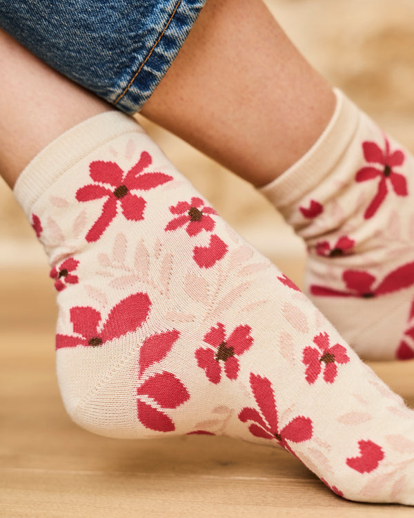 Chaussettes Flore Maxi Rose