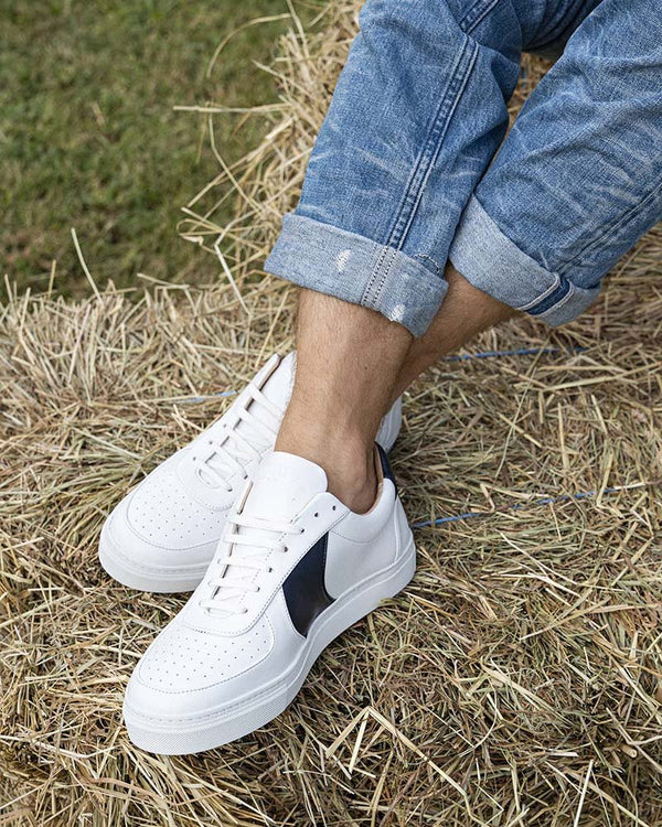 Baskets homme vegan blanc bleu