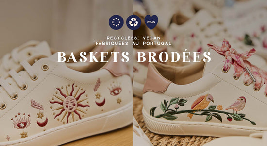 Baskets brodées vegan Minuit sur Terre