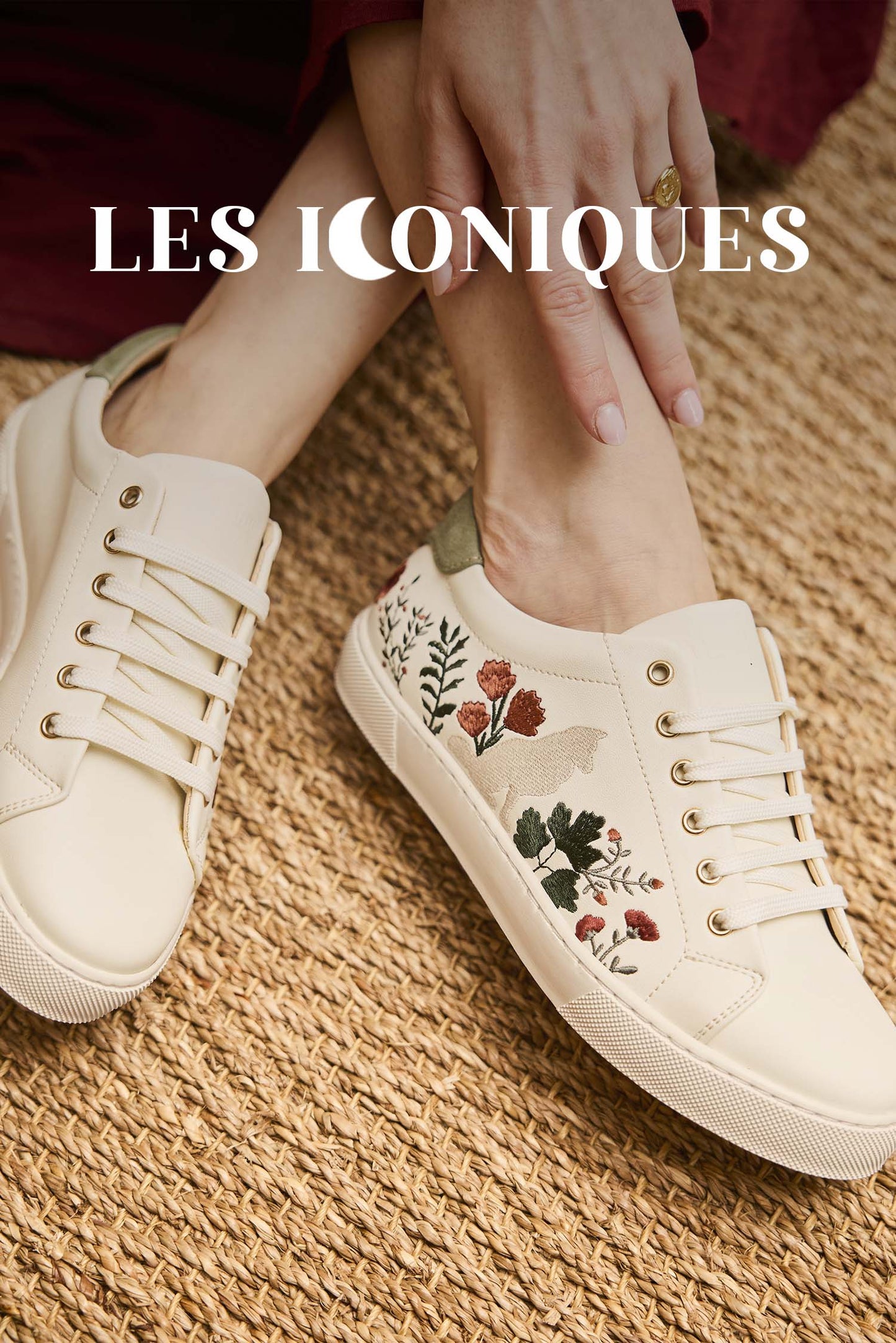 Baskets brodées vegan Minuit sur Terre