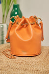 Sac à main femme seau orange mandarine écologique recyclé vegan Héra Minuit sur Terre