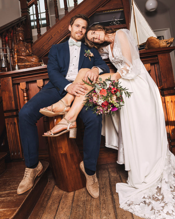 Sandales à talons à paillettes rose gold pour femme et mariage vegan recyclées écologiques Joyau Minuit sur Terre