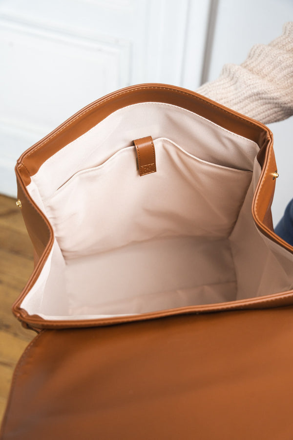 Sac à dos vegan écoresponsable pour femme Pégase marron camel Minuit sur Terre