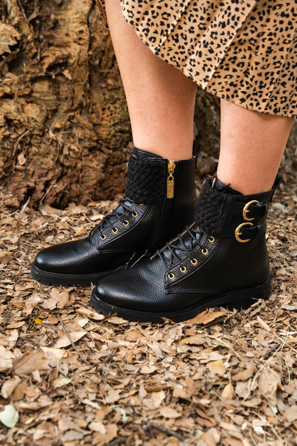 Bottines à lacets noires vegan et écoresponsables Mirage Minuit sur Terre