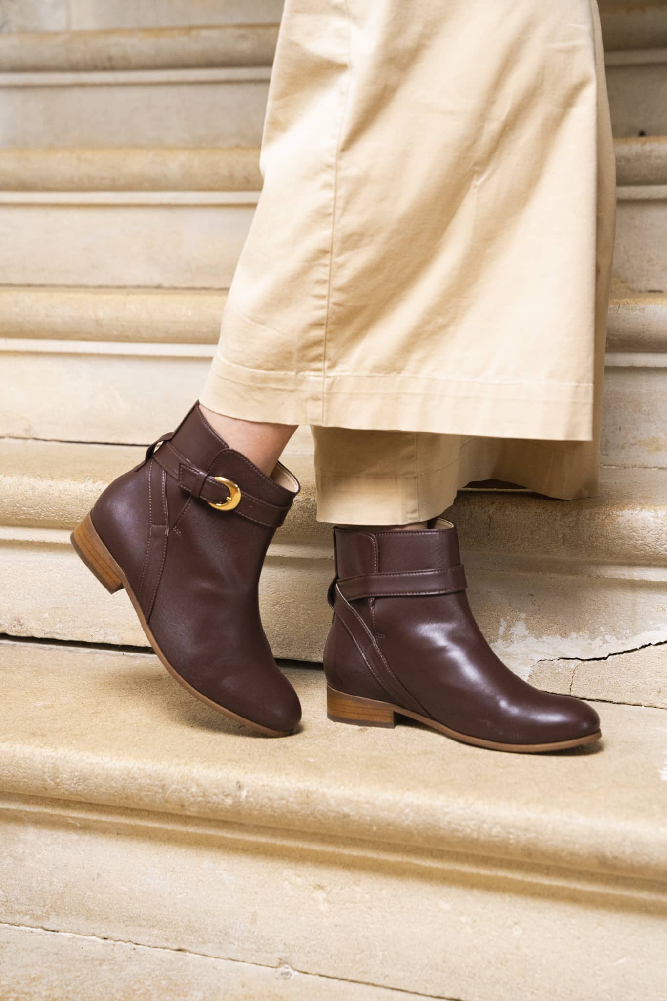 Bottines plates femme marron chocolat vegan écologiques recyclées Illusion Minuit sur Terre