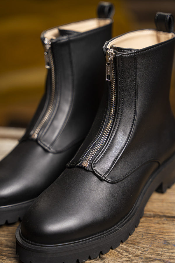 Bottines zippées vegan écologiques noires femme recyclées Tourny Minuit sur Terre