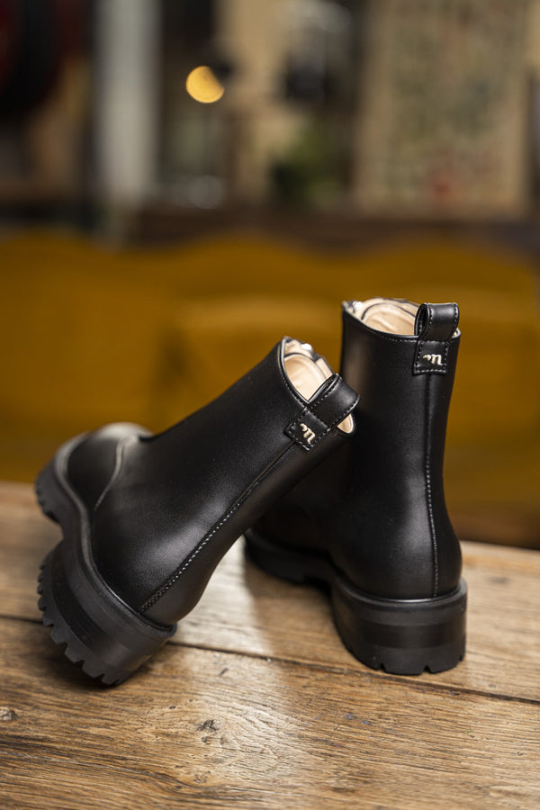 Bottines zippées vegan écologiques noires femme recyclées Tourny Minuit sur Terre