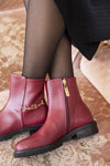 Bottines vegan femme écoresponsables recyclées rouges bordeaux Victoire Grand Cru Minuit sur Terre