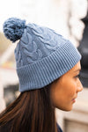 Bonnet vegan bleu en coton recyclé femme Flocon Minuit sur Terre