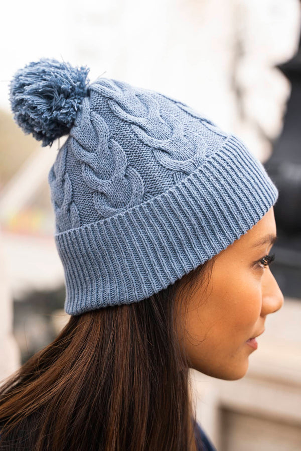 Bonnet vegan bleu en coton recyclé femme Flocon Minuit sur Terre