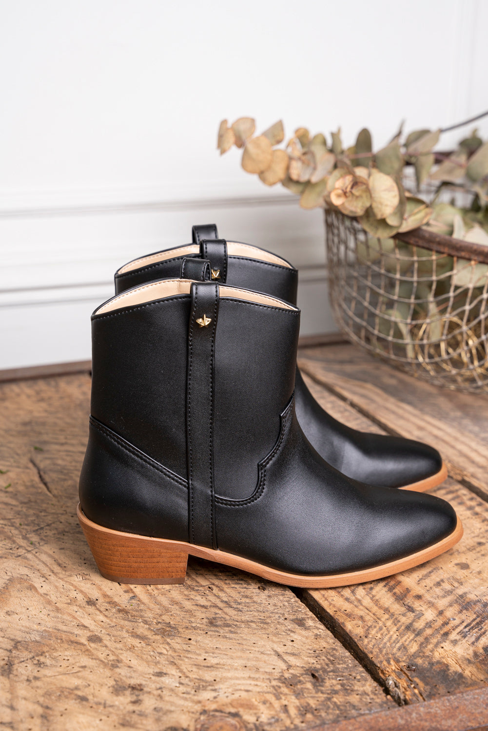 Bottines noires santiags femme écoresponsables vegan Centaure Minuit sur Terre