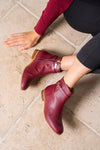 Bottines plates rouges bordeaux vegan écologiques recyclées pour femme Cérès Minuit sur Terre