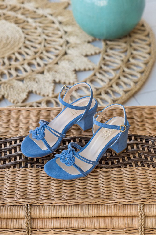Sandales à talons vegan recyclées écologiques pour femme bleues Porto Lavande Minuit sur Terre
