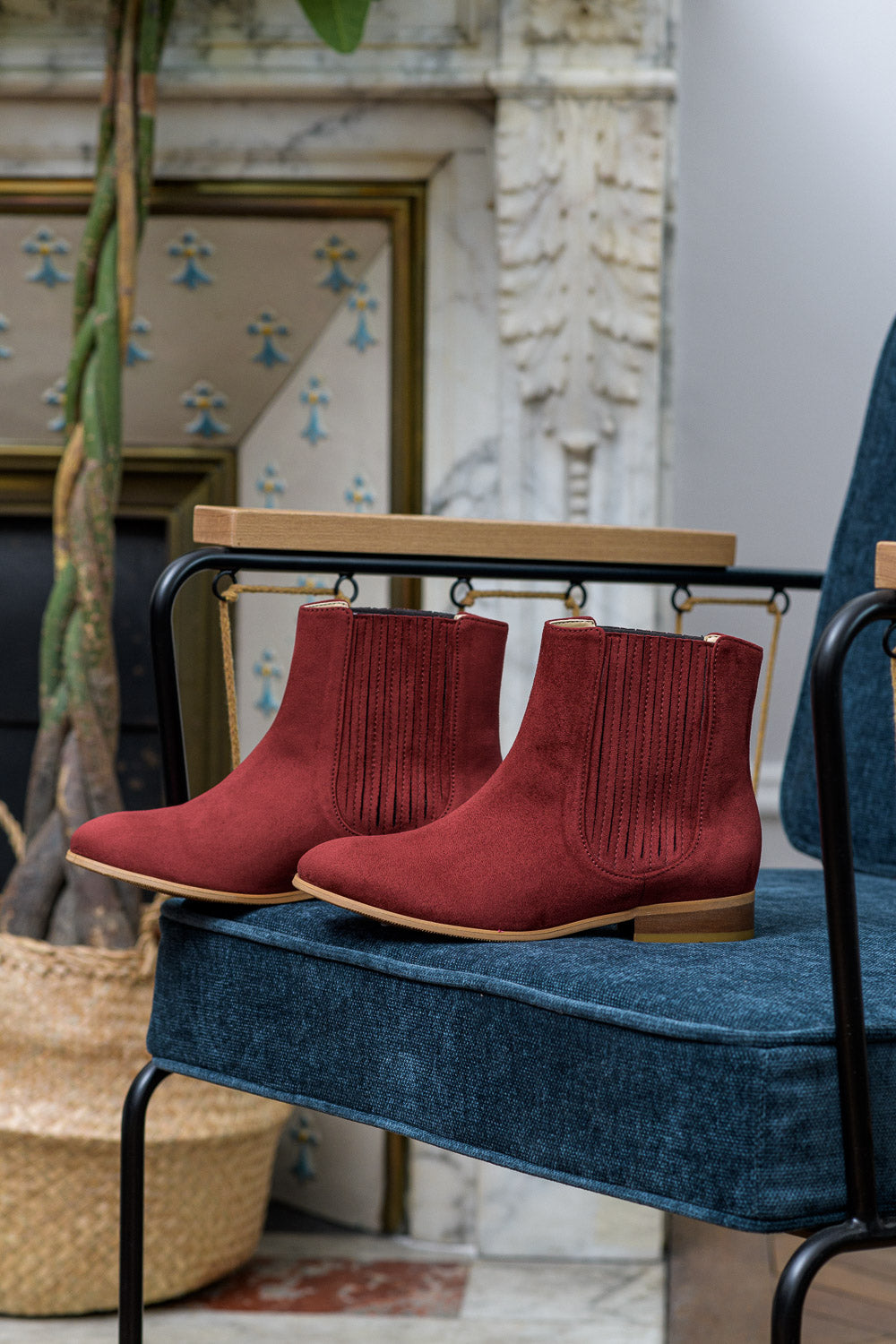 Bottines rouges plates outlet