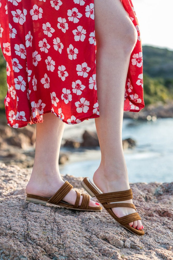 Mules marrons noisette écologiques et vegan pour femme Cupabia Minuit sur Terre