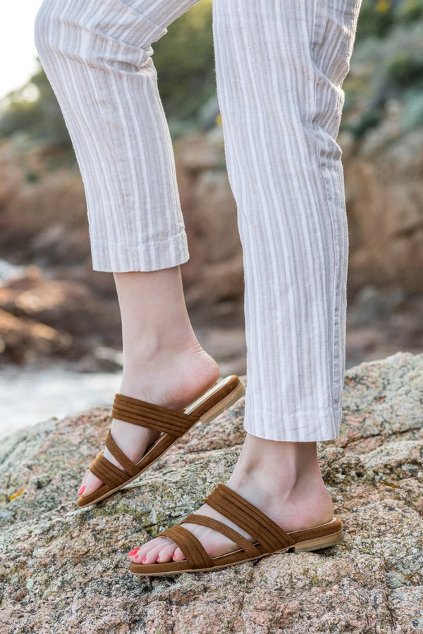Mules marrons noisette écologiques et vegan pour femme Cupabia Minuit sur Terre