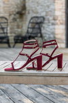 Sandales à talons rouges bordeaux écologiques vegan femme Girolata Minuit sur Terre