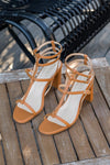 Sandales à talons marrons camel écologiques vegan femme Girolata Minuit sur Terre