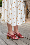 Sandales à talons rouges bordeaux écologiques vegan femme Nepita Minuit sur Terre
