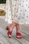 Sandales à talons rouges bordeaux écologiques vegan femme Nepita Minuit sur Terre