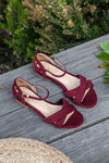 Sandales plates rouge bordeaux femme Scandola Minuit sur Terre