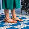 Sandales plates camel et doré vegan écologiques Argan pour femme Minuit sur Terre