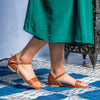Sandales plates camel et doré vegan écologiques Argan pour femme Minuit sur Terre
