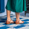 Sandales plates camel et doré vegan écologiques Argan pour femme Minuit sur Terre