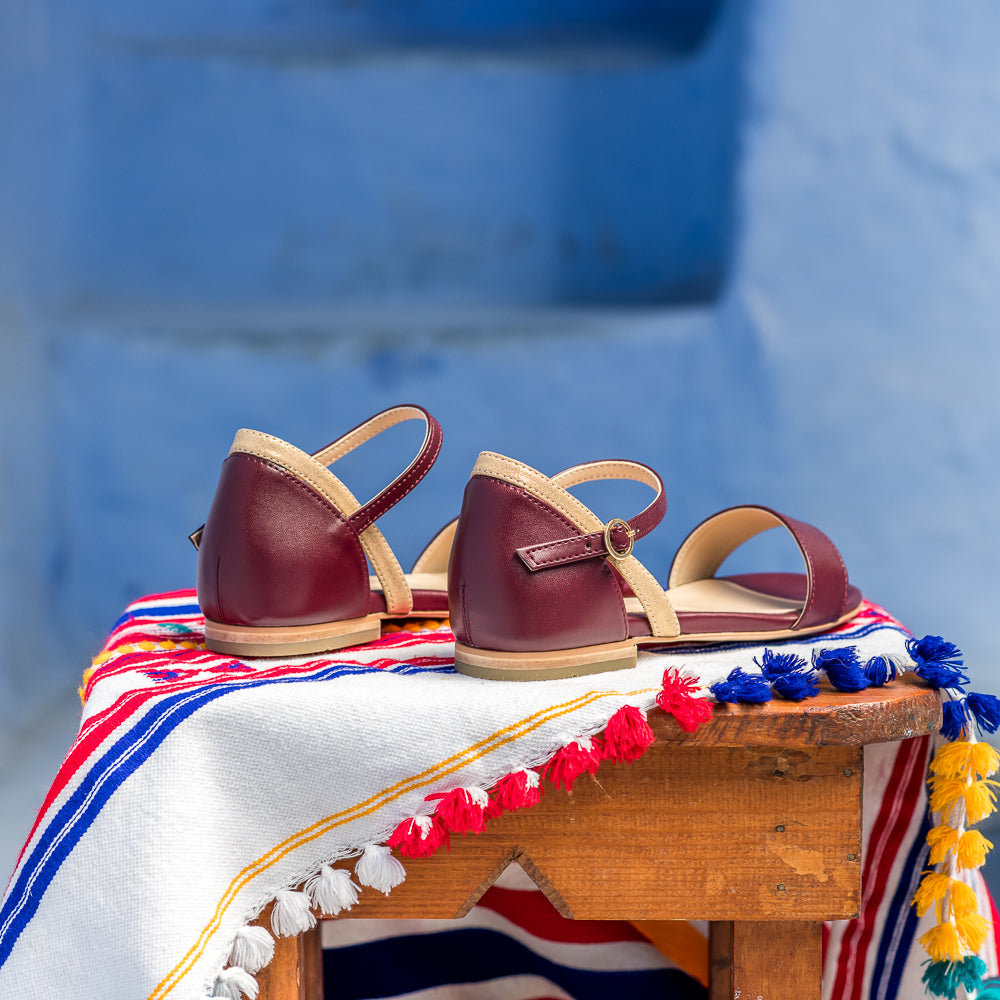 Argan Brique sandales plates vegan femme Minuit sur Terre