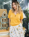 Haut femme jaune maille recyclée