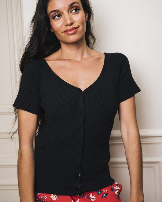 Haut noir femme coton recyclé