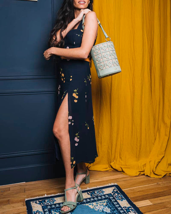 Sac vegan rond vert lin