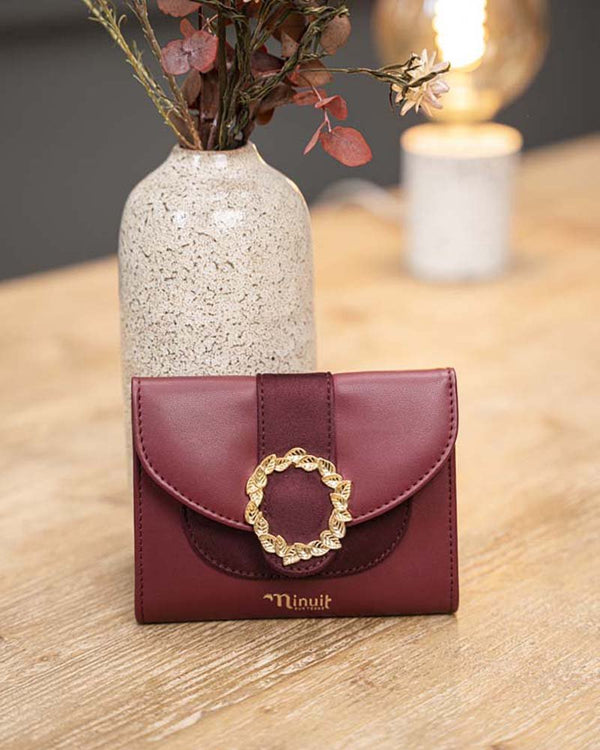 Porte monnaie femme bordeaux vegan