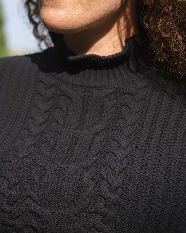 Pull col roulé femme noir